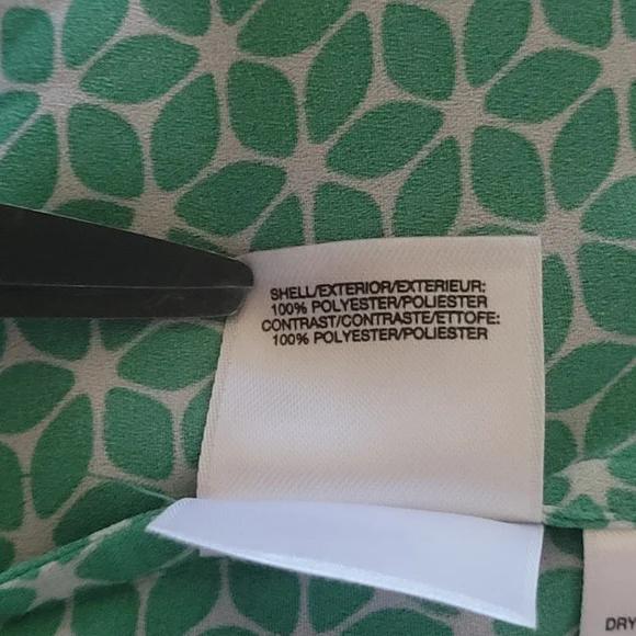 Anne Klein 2X Green Mixed Print Button Front Blouse Tunic Long Sleeve - Picture 6 of 7